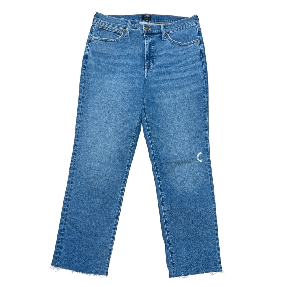 J.Crew Jeans Womens 30 Blue Essential Straight Raw Hem High Rise Denim NWOT